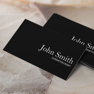 Plain Black QR Code Cosmetologist Business Card