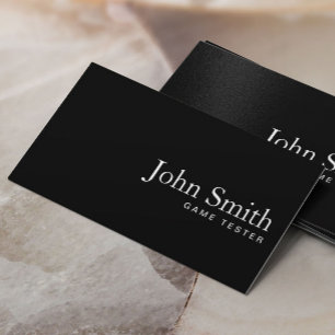 Plain Black QR Code Game Testing Business Card