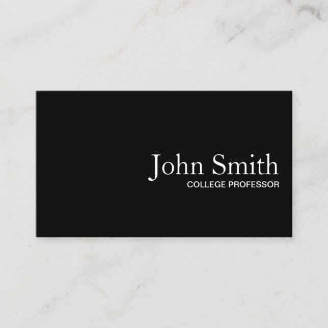 Plain Black QR Code Professor Business Card (Front)