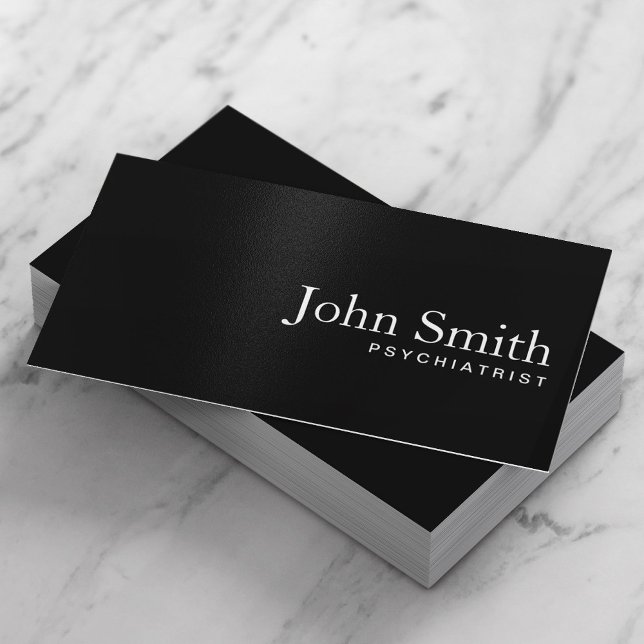 Plain Black QR Code Psychiatrist Business Card (Creator Uploaded)