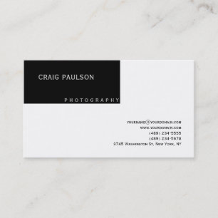 Plain Black Red White Photography Business Card