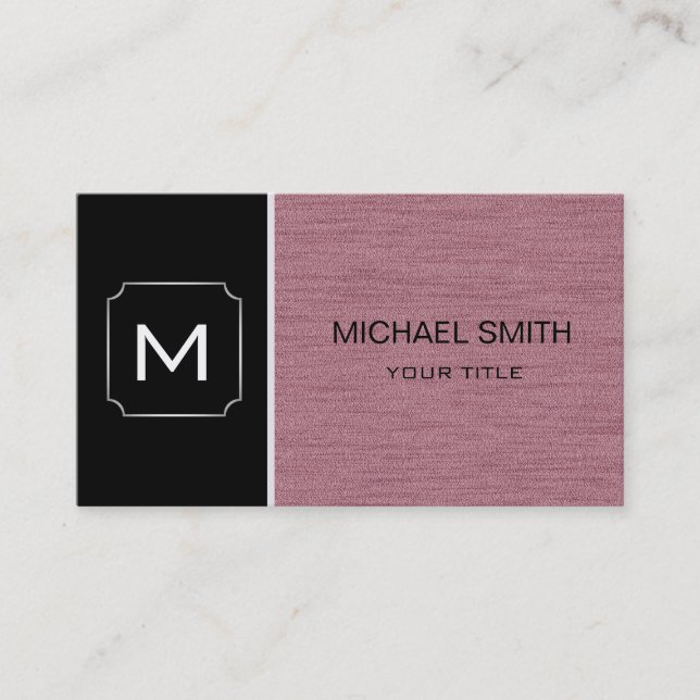 Plain Black & Rose Professional Modern Business Card (Front)