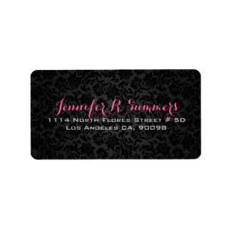 Plain Black Vintage Floral Damasks 2a Label