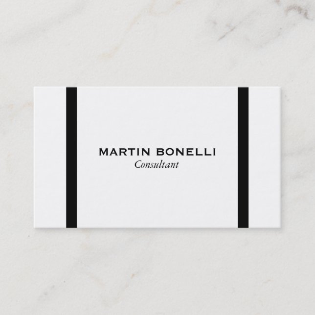 Plain Black White Border Standard Business Card (Front)