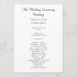 Plain Black White Flat Wedding Program Template<br><div class="desc">Plain white wedding program template with text on both sides.  Black text is easy to add using the templates provided,  for your marriage ceremony.</div>