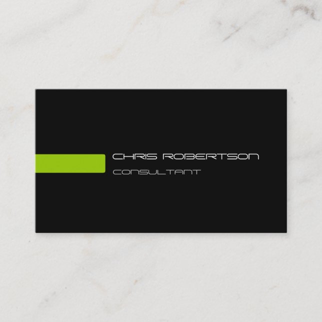 Plain Black White Green Attractive Business Card (Front)