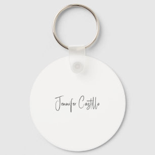 Plain Black White Minimalist Calligraphy Key Ring