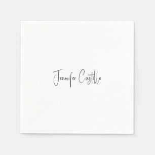 Plain Black White Minimalist Calligraphy Napkin