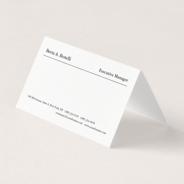 Plain Black White Minimalist Modern Business Card (Front)