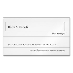 Plain Black White Minimalist Modern Magnetic Business Card