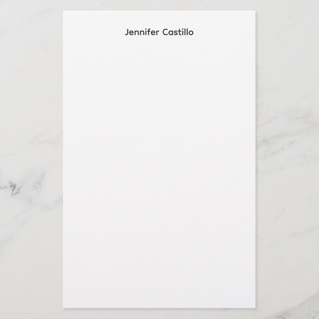 Plain Black White Minimalist Modern Stationery (Front)