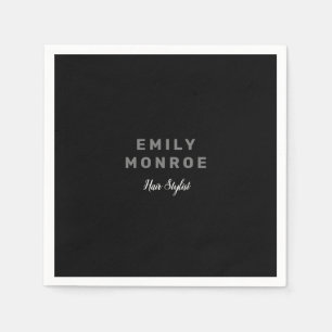 Plain Black & White Modern Minimalist Napkin