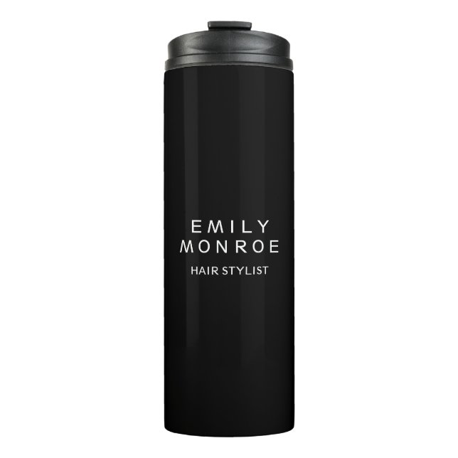 Plain Black & White Modern Minimalist Thermal Tumbler (Front)