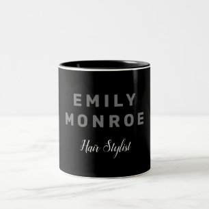 Plain Black & White Modern Minimalist Two-Tone Coffee Mug