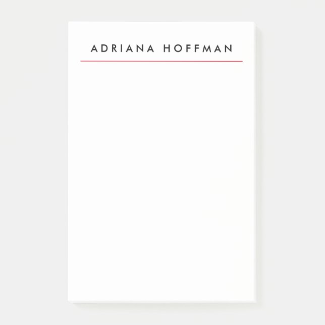 Plain Black White Professional Minimalist Name Post-it Notes (Front)