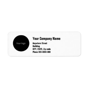 plain black white script logo business address