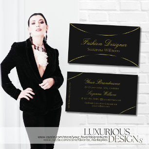 Plain Black with Shimmery Gold Decor Simply Modern Business Card