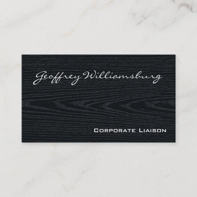 Plain Black Wood Professional Business Cards (Front)