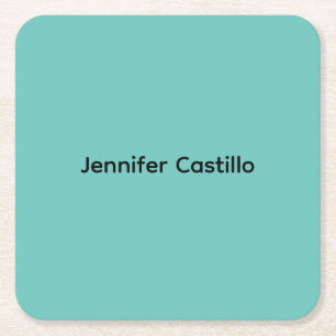 Plain Blue Black Minimalist Modern Square Paper Coaster