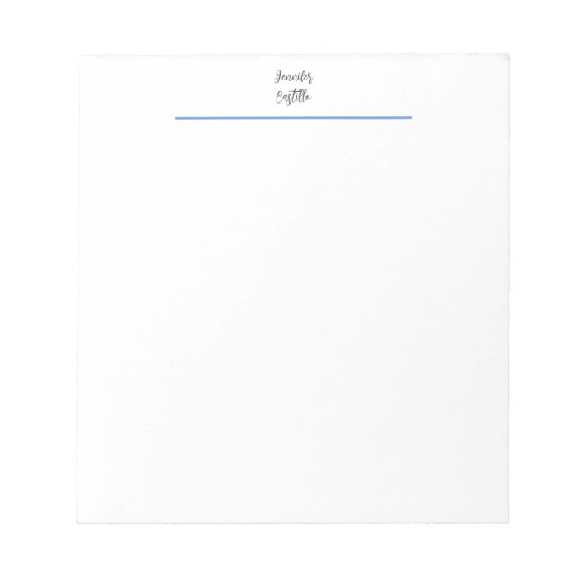 Plain Blue Black White Minimalist Calligraphy Notepad (Front)