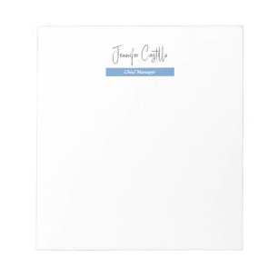 Plain Blue Black White Minimalist Calligraphy Notepad