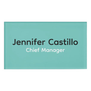 Plain Blue Black White Minimalist Modern Name Tag
