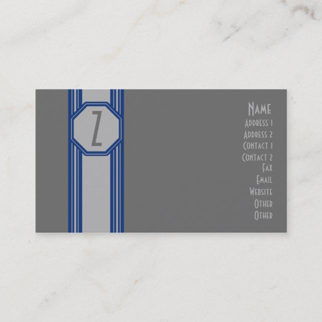 Plain Blue & Grey Business Card (Front)