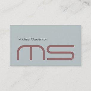 Plain Blue Modern Monogram Business Card