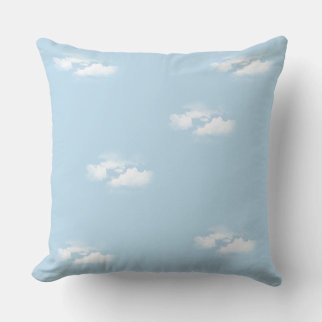 Plain blue Sky with fluffy clouds Cushion (Front)