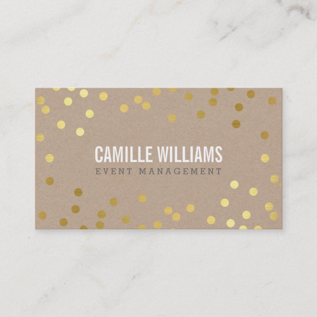 PLAIN BOLD MINIMAL confetti gold eco natural kraft Business Card (Front)