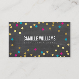 PLAIN BOLD MINIMAL confetti gold pink chalkboard Business Card