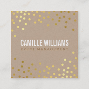 PLAIN BOLD MINIMAL smart glam confetti gold kraft Square Business Card