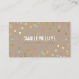 PLAIN BOLD MINIMAL smart text confetti gold kraft Business Card