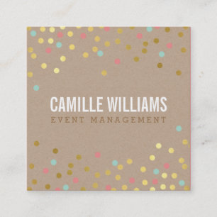PLAIN BOLD MINIMAL smart text confetti gold kraft Square Business Card