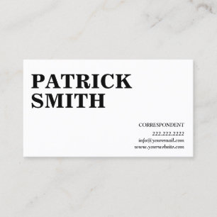Plain Bold Text Correspondent Business Card
