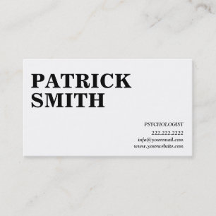 Plain Bold Text Psychologist Business Card
