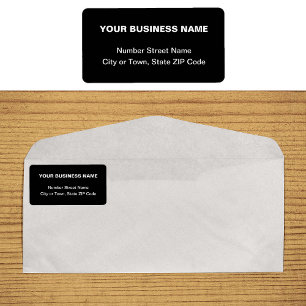 Plain Business Brand Texts on Black Address Label