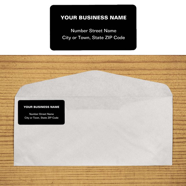 Plain Business Brand Texts on Black Address Label (Plain text black business address label on envelope)