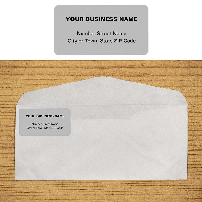 Plain Business Brand Texts on Grey Address Label (Plain text gray business address label on envelope)
