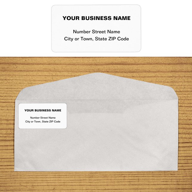 Plain Business Brand Texts on White Address Label (Plain text white business address label on envelope)