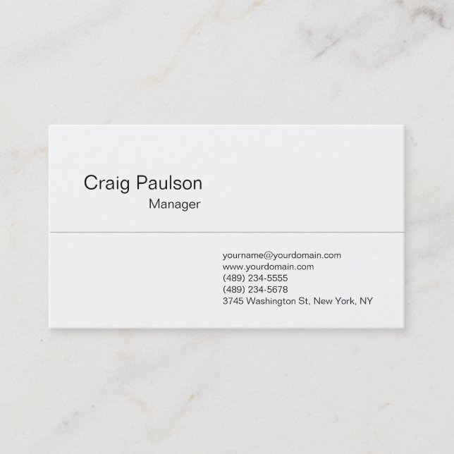 Plain Classic Black White Attractive Business Card (Front)