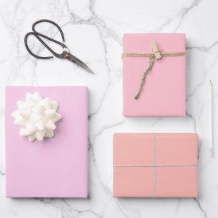 Plain Classic Bubble Gum Melon Pink Shades 3 Tones Wrapping Paper Sheet