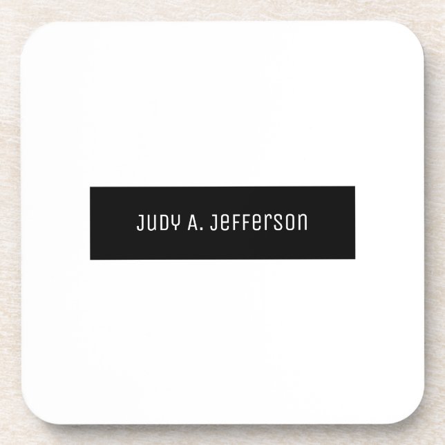 Plain Classical Minimalist Black & White Elegant Coaster (Front)