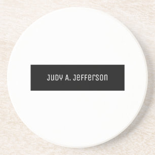 Plain Classical Minimalist Black & White Elegant Coaster