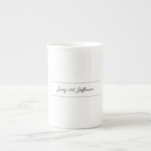 Plain Classical Minimalist Parisienne Calligraphy Bone China Mug