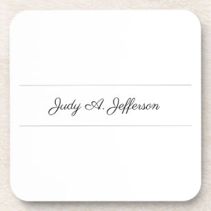 Plain Classical Minimalist Parisienne Calligraphy Coaster