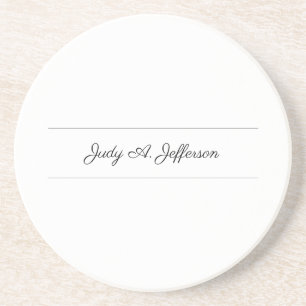 Plain Classical Minimalist Parisienne Calligraphy Coaster