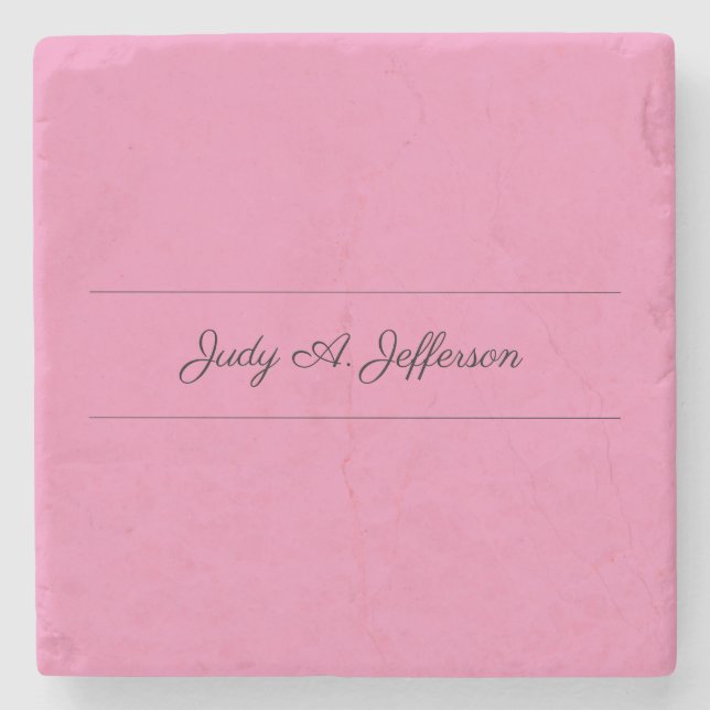 Plain Classical Minimalist Parisienne Calligraphy  Stone Coaster (Front)