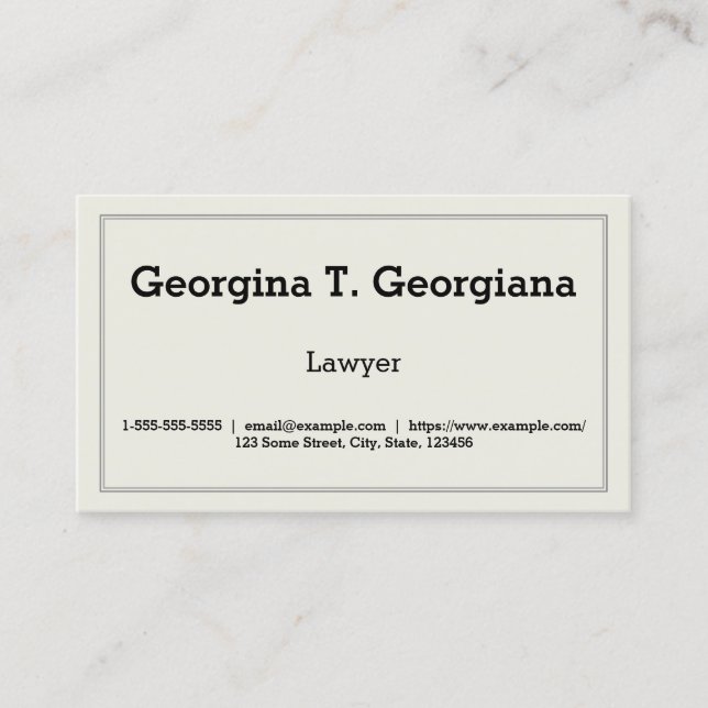 Plain, Clean and Minimalistic With Line Border Business Card (Front)