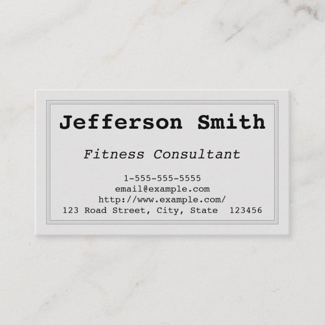 Plain & Clean Fitness Consultant Business Card (Front)